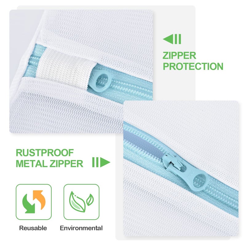 OTraki Large Mesh Washing Bag 43 x 35 in XL Laundry Bag Washer Machine Net Protector Large Washer Bag for Travel Camp College Student Dress Bedding Blanket Sheet Robe Cleaning Organizer Blue - Image 4